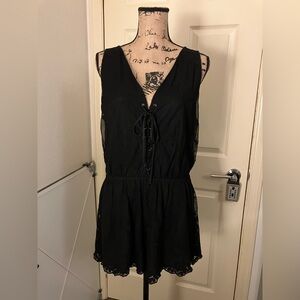 Express black lace see through back romper sexy club beach large L